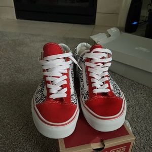 Vans red skateboard shoes size 10
